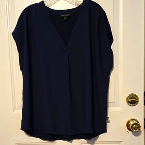 Banana Republic, Top, Blouse, Tunic, Sz XL, Navy, Pleated Front, V-neck